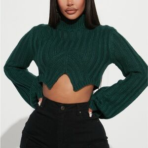 Women's Green Cropped Sweater